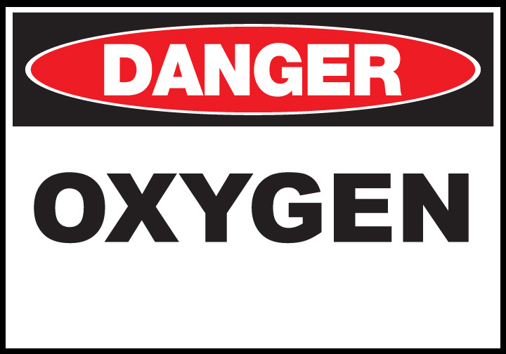 ZING Eco Safety Sign, DANGER OXYGEN, 7Hx10W, Recycled Plastic