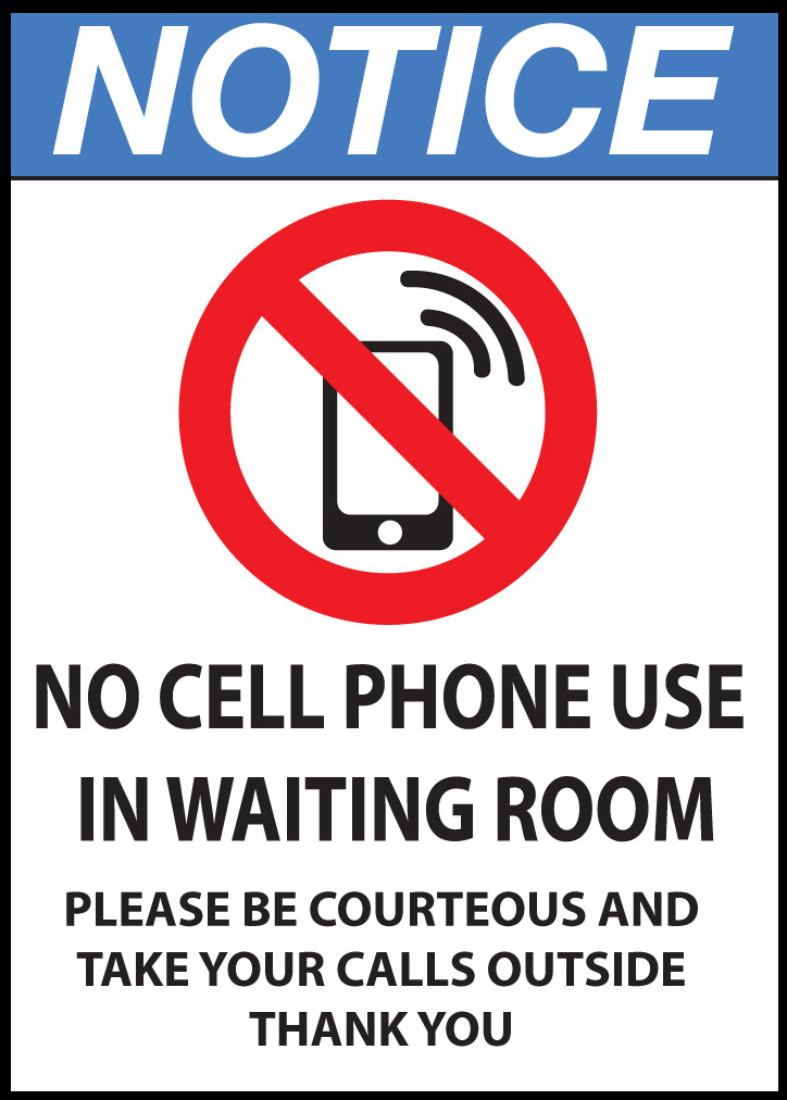 ZING Eco Safety Sign, NOTICE No Cell Phone, 14Hx10W, Recycled Aluminum