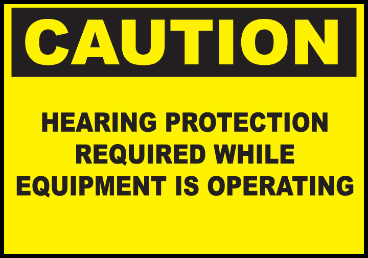 ZING Eco Safety Sign, CAUTION Hearing Protection, 10Hx14W, Recycled Polystyrene Self-Adhesive