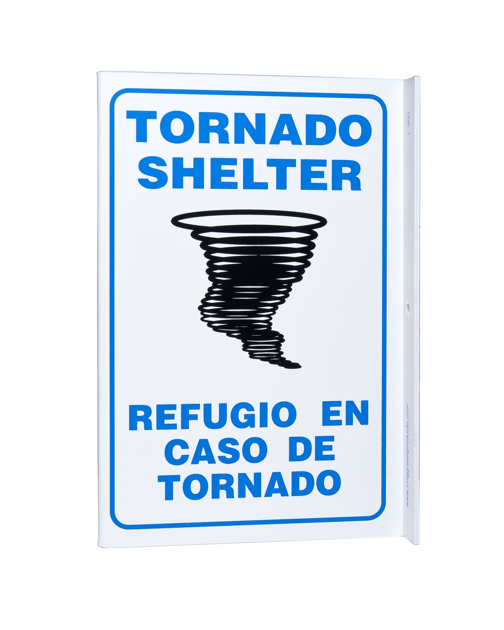 ZING Eco Safety L Sign, Tornado Shelter (English/Spanish), 11Hx2.5Wx8D, Recycled Plastic
