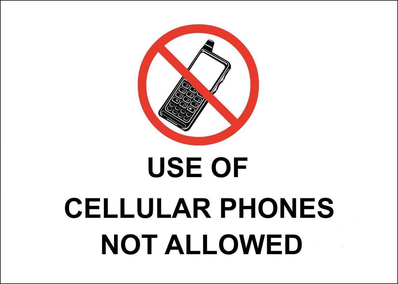 ZING Eco Security Label, Cell Phones Not Allowed, 5Hx7W, Recycled Polystyrene Self Adhesive, 2/Pk