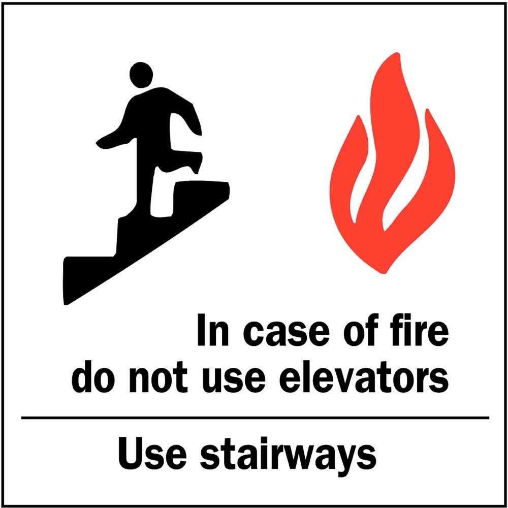 ZING Eco Safety Sign, In Case of Fire Use Stairs w/Picto, 14Hx10W, Recycled Aluminum