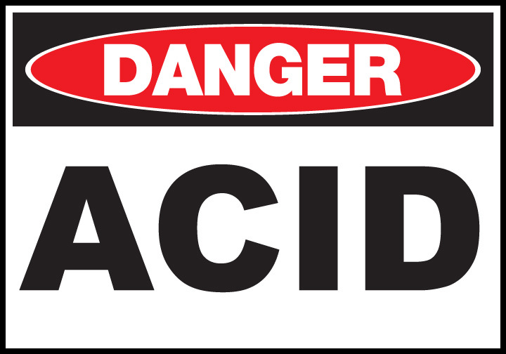 ZING Eco Safety Sign, DANGER ACID, 10Hx14W, Recycled Plastic