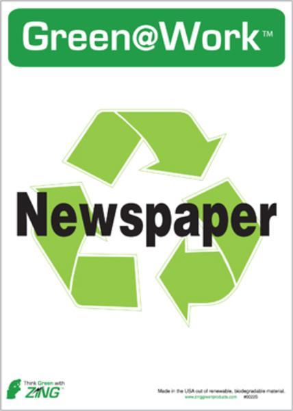 ZING Eco Label, Recycle Newspaper, Recycled Polystyrene Self Adhesive, 7Hx5W, 5/Pk