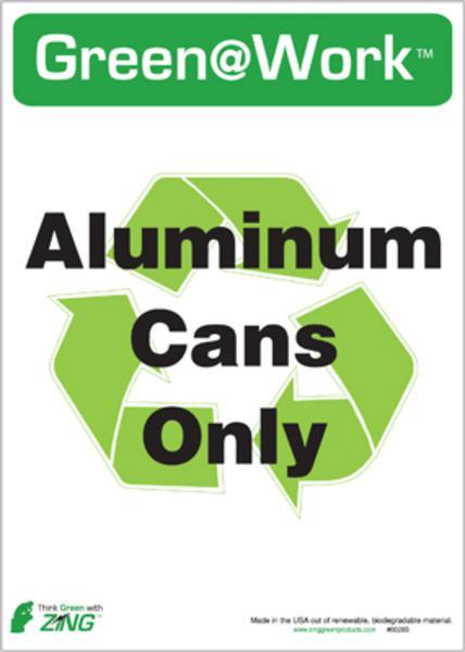 ZING Eco Label, Recycle Recycled Aluminum Cans, Recycled Polystyrene Self Adhesive, 7Hx5W, 5/Pk