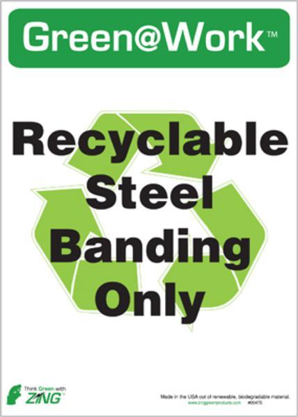 ZING Eco Label, Recycle Steel Banding, Recycled Polystyrene Self Adhesive, 7Hx5W, 5/Pk