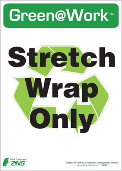 ZING Eco Label, Recycle Stretch Wrap, Recycled Polystyrene Self Adhesive, 7Hx5W, 5/Pk
