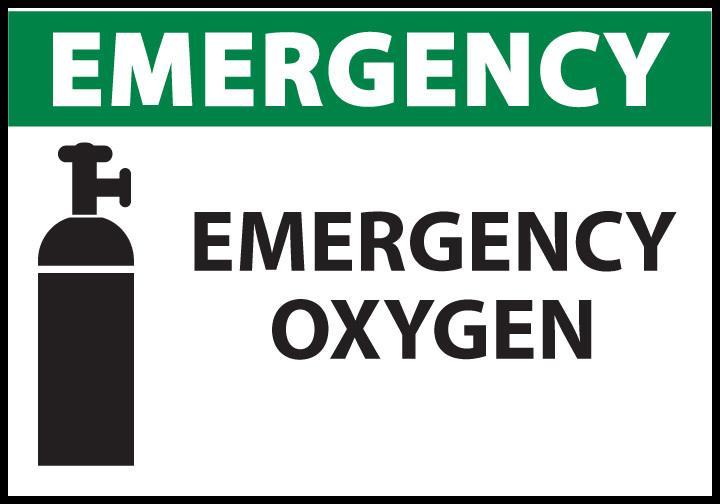 ZING Eco Safety Sign, EMERGENCY Emergency Oxygen, 7Hx10W, Recycled Plastic