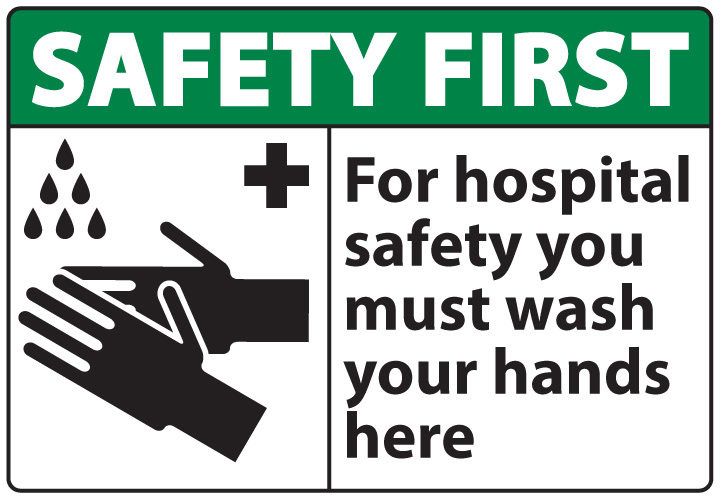 ZING Eco Safety Sign, SAFETY FIRST Wash Hands, 7Hx10W, Recycled Plastic