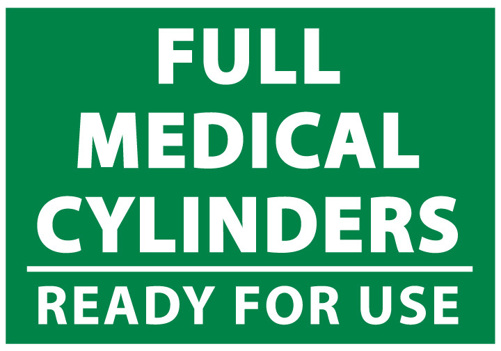 ZING Eco Safety Sign, Full Medical Cylinders, 7Hx10W, Recycled Plastic