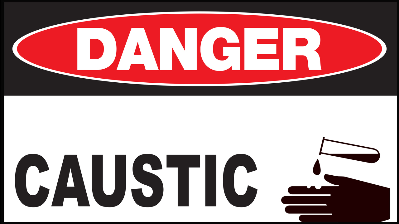 ZING Eco Safety Sign, DANGER Caustic, 7Hx10W, Recycled Plastic