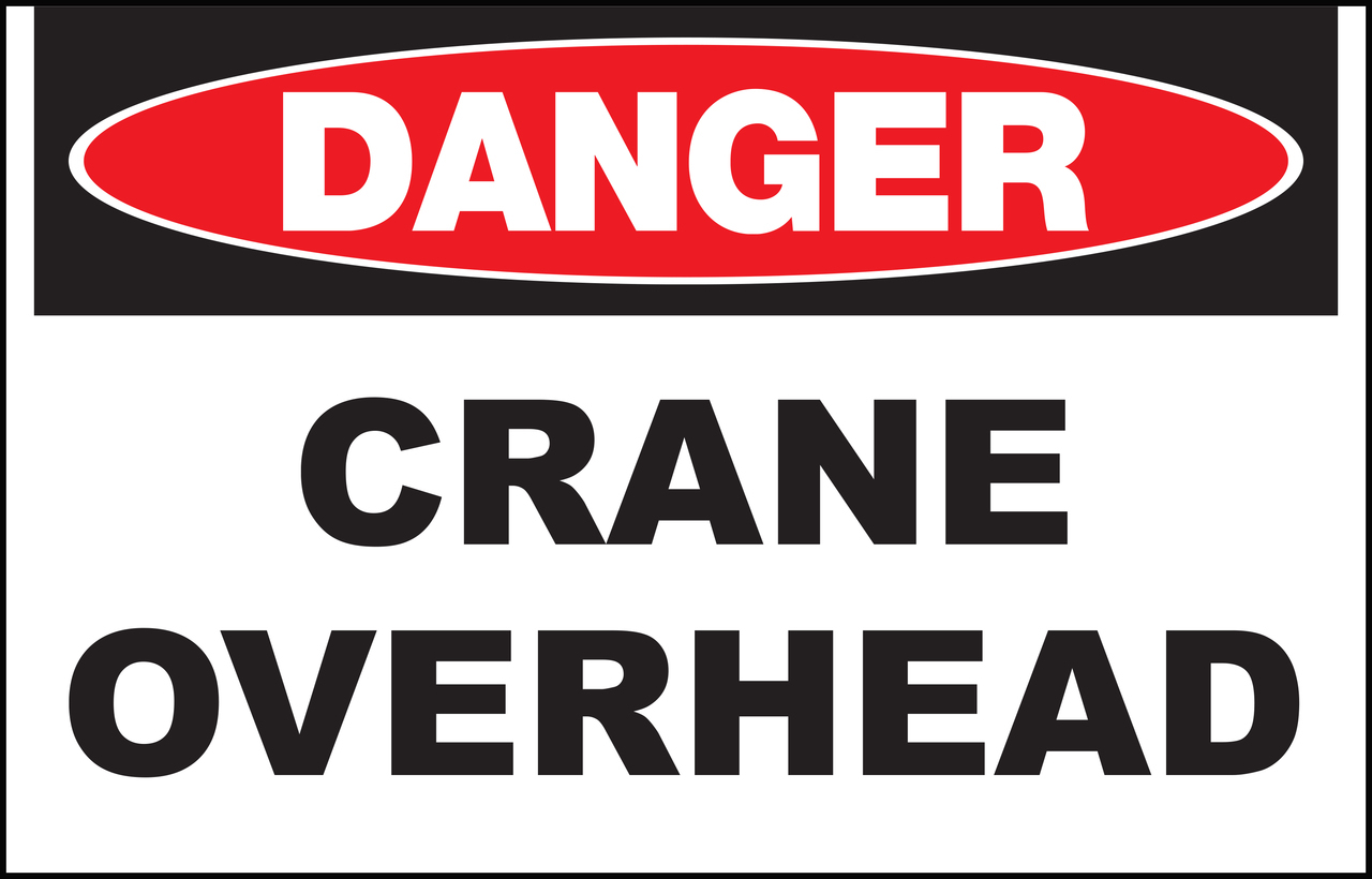 ZING Eco Safety Sign, DANGER Crane Overhead, 7Hx10W, Recycled Plastic