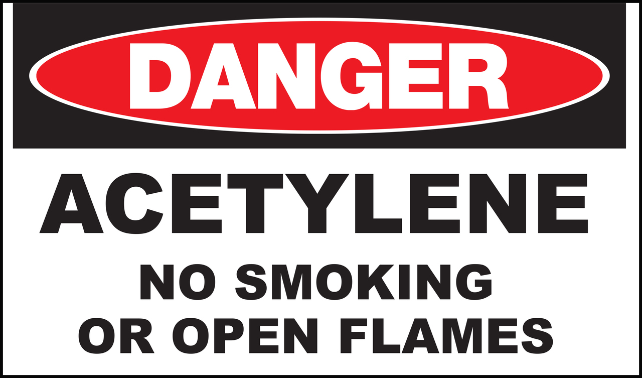 ZING Eco Safety Sign, DANGER Acetylene, 7Hx10W, Recycled Plastic