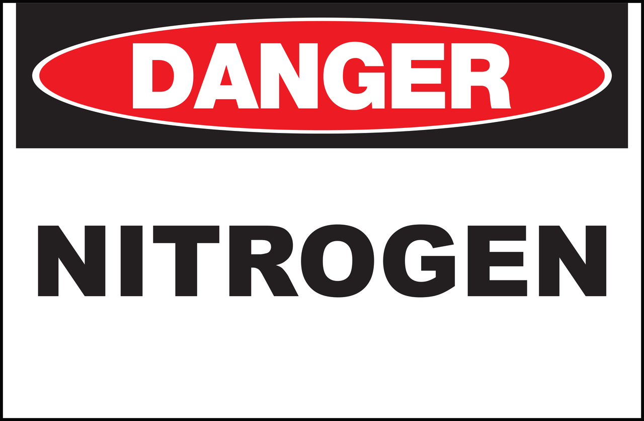 ZING Eco Safety Sign, DANGER Nitrogen, 7Hx10W, Recycled Plastic