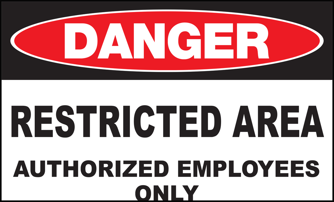 ZING Eco Safety Sign, DANGER Restricted Area, 7Hx10W, Recycled Plastic
