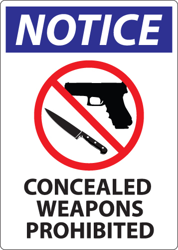 ZING Concealed Carry Window Decal, Notice Concealed Weapons, 7Hx5W, Recycled Polystyrene Face-Adhesive, 2/Pk