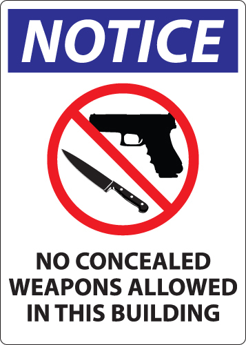 ZING Concealed Carry Window Decal, Notice No Concealed Weapons, 7Hx5W, Recycled Polystyrene Face-Adhesive, 2/Pk