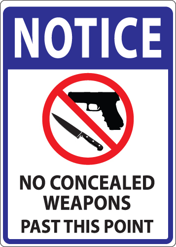 ZING Concealed Carry Sign, Notice No Concealed Weapons, 10Hx7W, Recycled Polystyrene Self-Adhesive