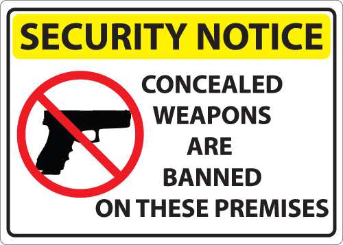 ZING Concealed Carry Window Decal, Security Notice Concealed Weapons, 5Hx7W, Recycled Polystyrene Face-Adhesive, 2/Pk
