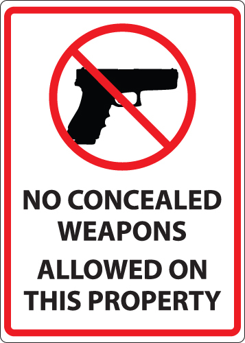 ZING Concealed Carry Sign, No Concealed Weapons Allowed, 10Hx7W, Recycled Plastic