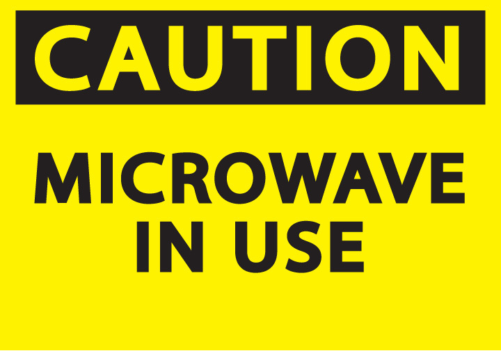 ZING Eco Safety Sign Caution, Microwave In Use, 7Hx10W, Recycled Plastic