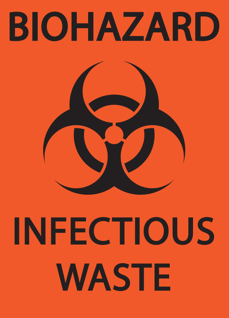 ZING Eco Safety Label, Biohazard Infectious Waste, 5Hx3.5W, 2/PK