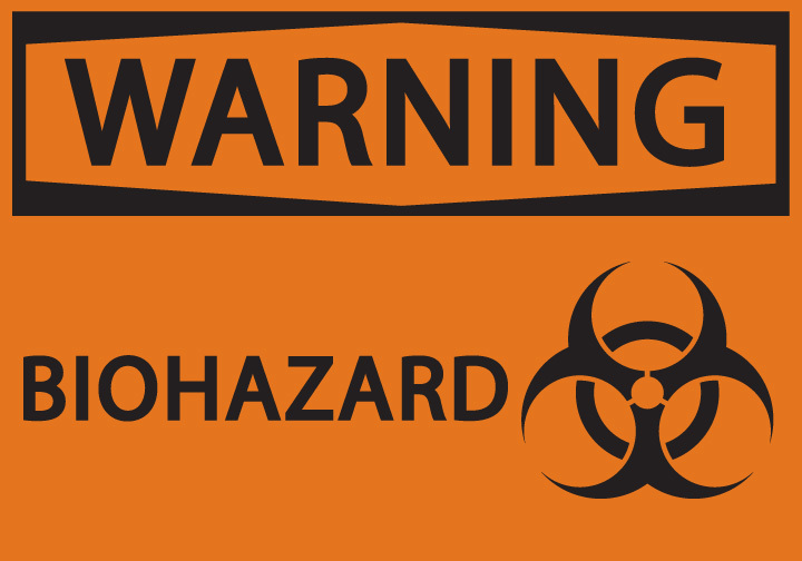 ZING Eco Safety Label, Warning Biohazard, 5Hx7W, Recycled Polystyrene Self Adhesive, 2/PK
