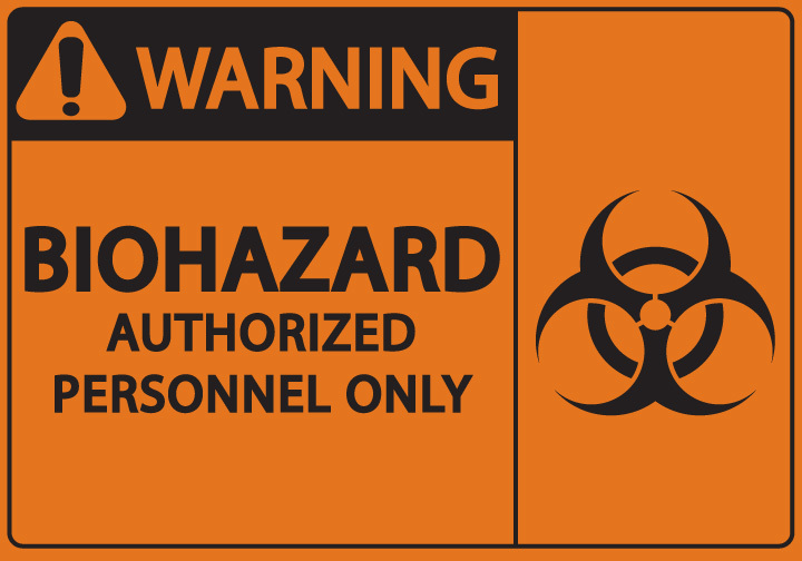 ZING Eco Safety Label, Warning Biohazard Authorized Personnel Only, 5Hx7W, Recycled Polystyrene Self Adhesive, 2/PK