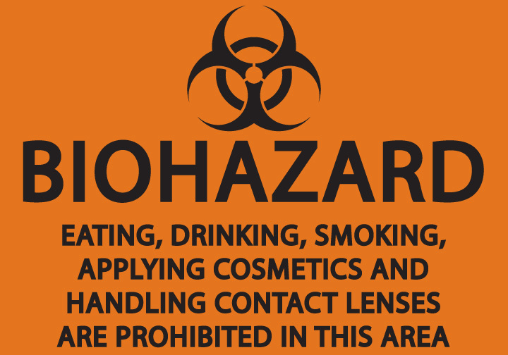 ZING Eco Safety Sign, BioHazard No Eating, Smoking, Drinking Sign, Applying, 7Hx10W, Recycled Plastic