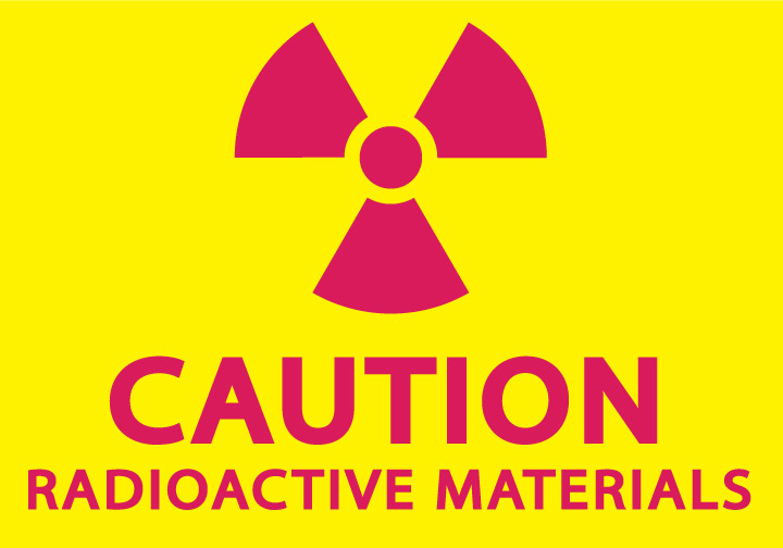 ZING Eco Label, Caution Radioactive Materials, 5Hx7W, Recycled Polystyrene Self Adhesive, 2/PK