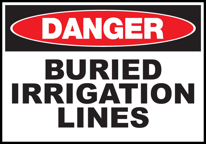 ZING Eco Safety Sign, DANGER Buried Irrigation, 10Hx14W, Recycled Plastic