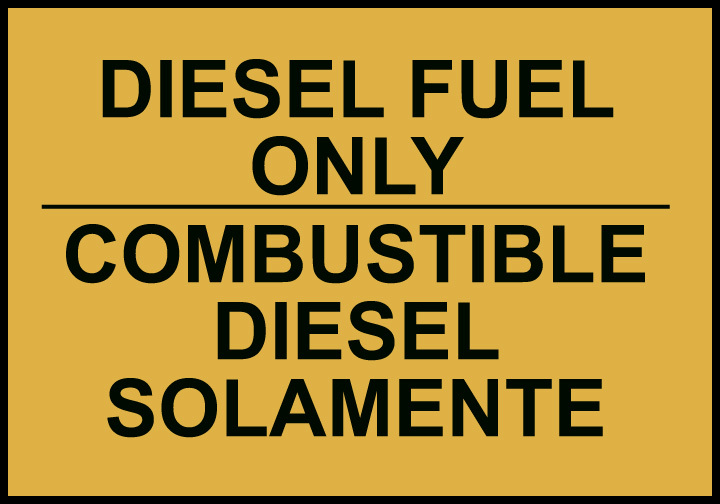 ZING Eco Safety Sign, Bilingual Diesel Fuel Only, 10Hx14W, Recycled Plastic