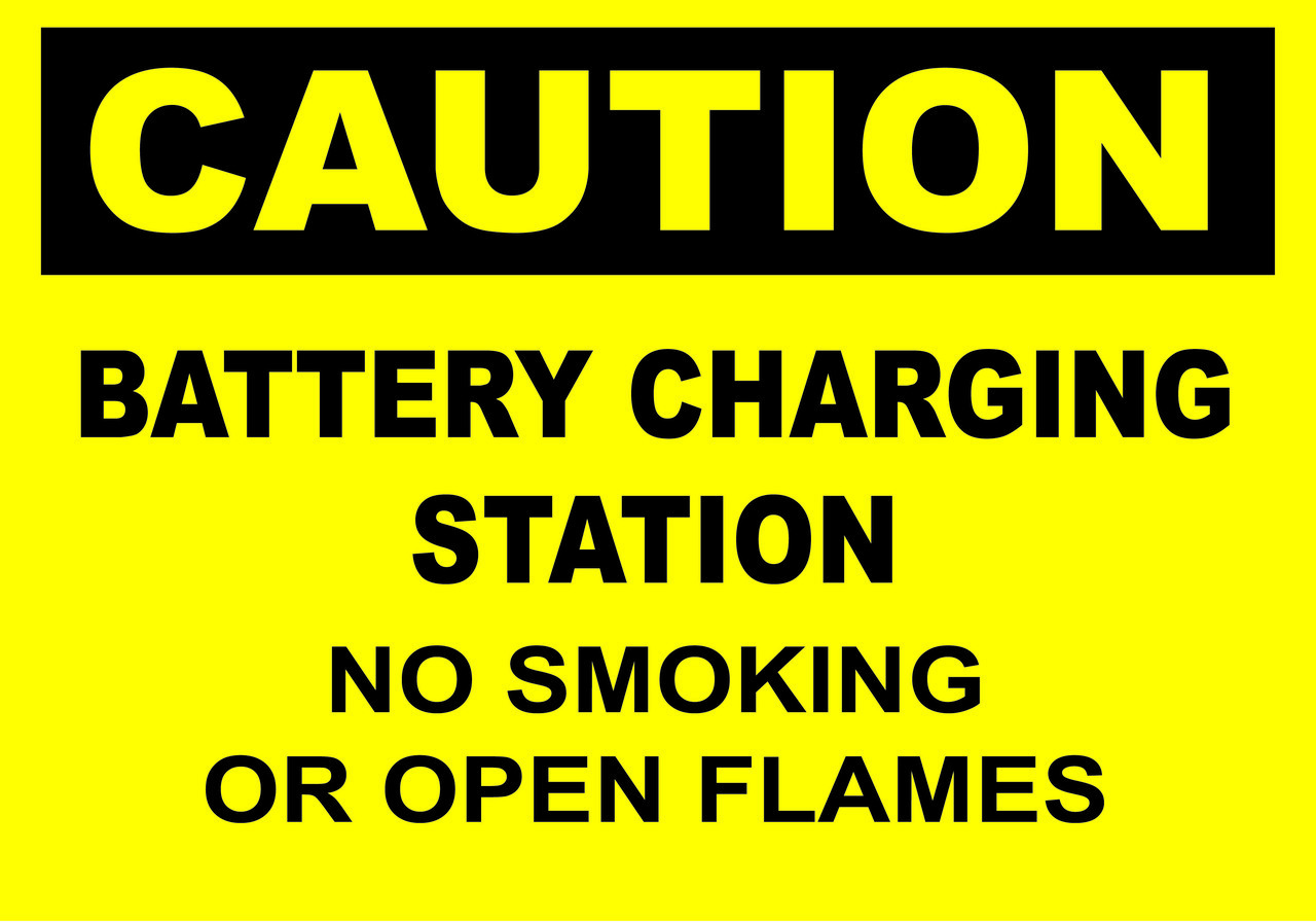 ZING Eco Safety Sign, CAUTION Battery Charging, 10Hx14W, Recycled Polystyrene Self-Adhesive
