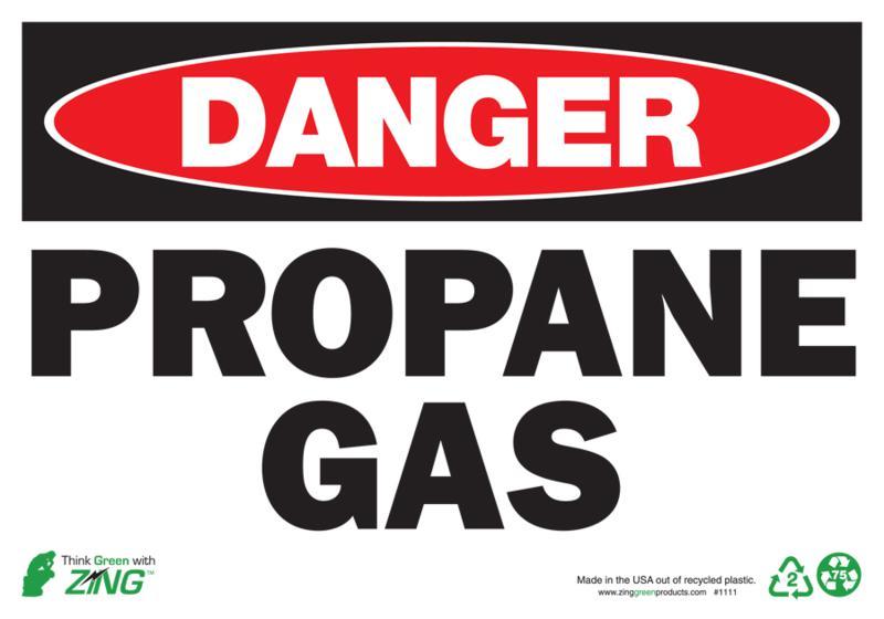 ZING Eco Safety Sign, DANGER Propane, 10Hx14W, Recycled Plastic