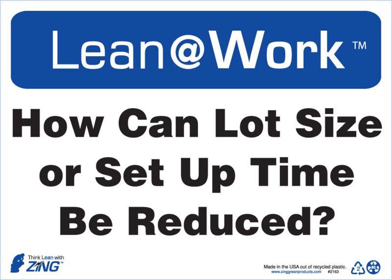 ZING Lean at Work Sign, Can Lot Size Be Reduced, 10Hx 14W, Recycled Plastic