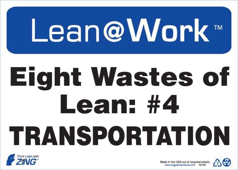ZING Lean at Work Sign, Eight Wastes Transport, 10Hx14W, Recycled Plastic