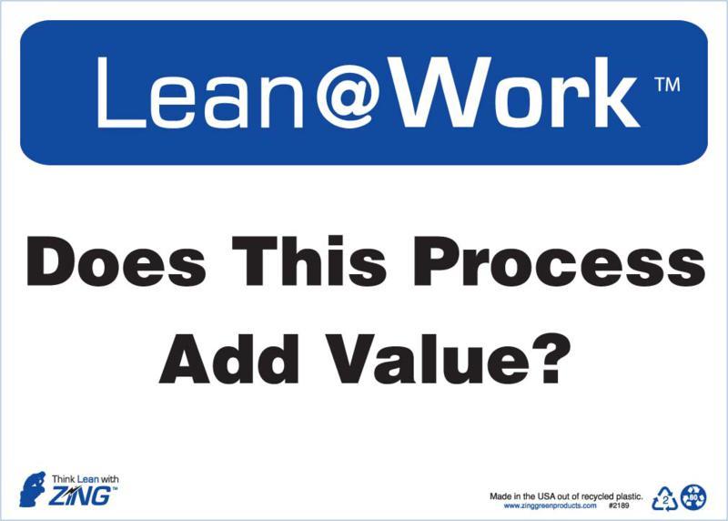ZING Lean at Work Sign, Process Add Value, 10Hx14W, Recycled Plastic