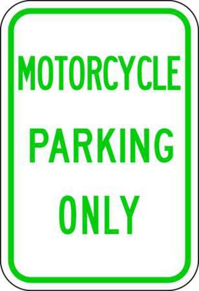 ZING Eco Parking Sign, Motorcycle Parking Only, 18Hx12W, Engineer Grade Prismatic, Recycled Aluminum