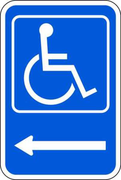 ZING Eco Parking Sign, Handicapped, Left Arrow, 18Hx12W, Engineer Grade Prismatic, Recycled Aluminum