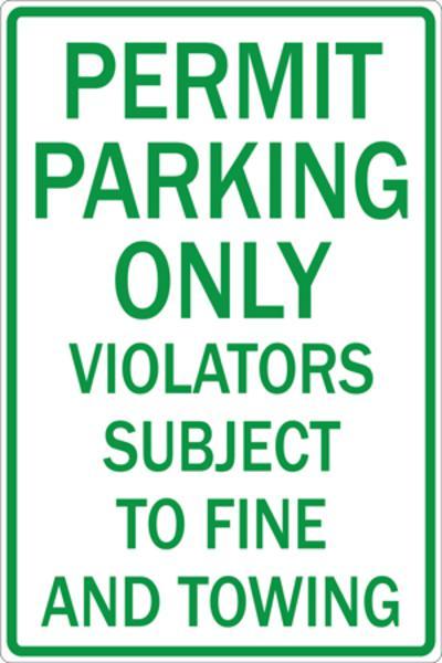 ZING Eco Parking Sign, Permit Parking Only, 18Hx12W, Engineer Grade Prismatic, Recycled Aluminum 