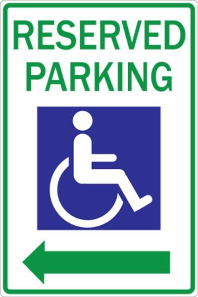 ZING Eco Parking Sign, Reserved Handicap Parking with Arrow, 18Hx12W, High Intensity Prismatic, Recycled Aluminum