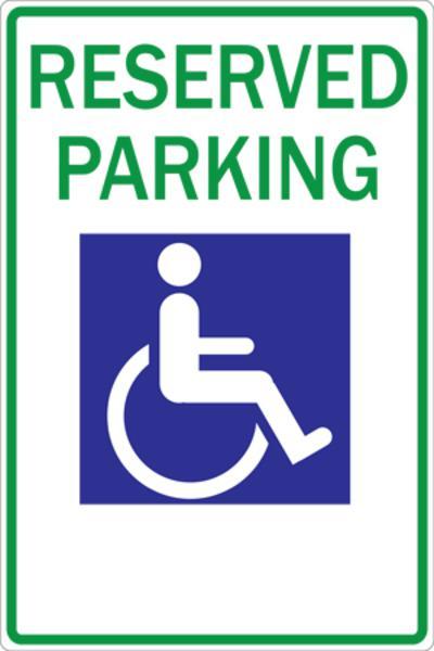 ZING Eco Parking Sign, Handicapped Parking Pictogram, 18Hx12W, High Intensity Prismatic, Recycled Aluminum