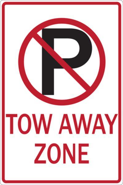 ZING Eco Parking Sign, Tow Away Zone No Parking, 18Hx12W, Engineer Grade Prismatic, Recycled Aluminum