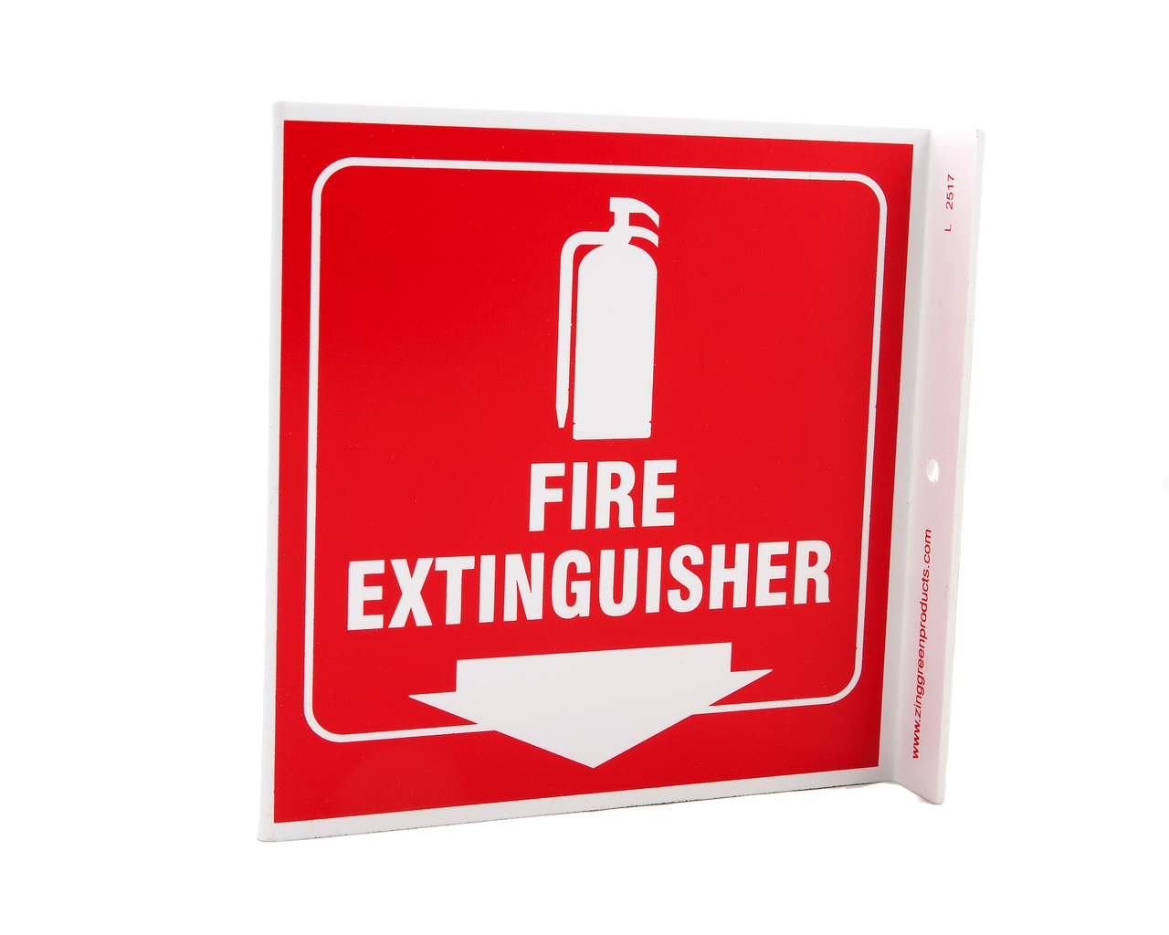 ZING Eco Safety L Sign, Fire Extinguisher, 7Hx2.5Wx7D, Recycled Plastic