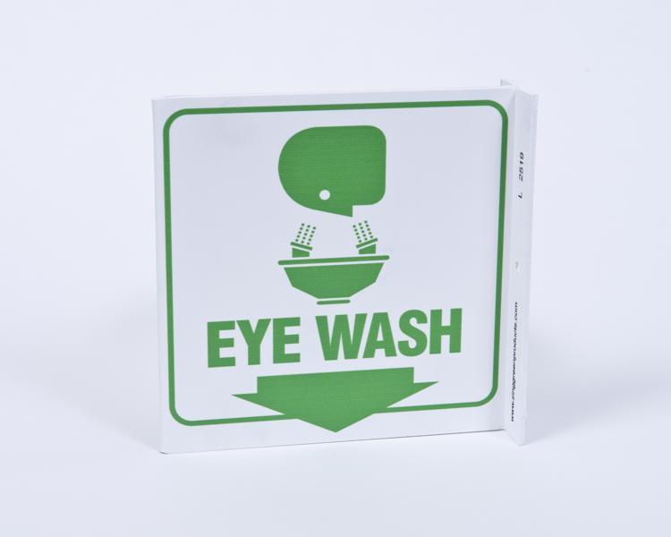 ZING Eco Safety L Sign, Eye Wash, 7Hx2.5Wx7D, Recycled Plastic