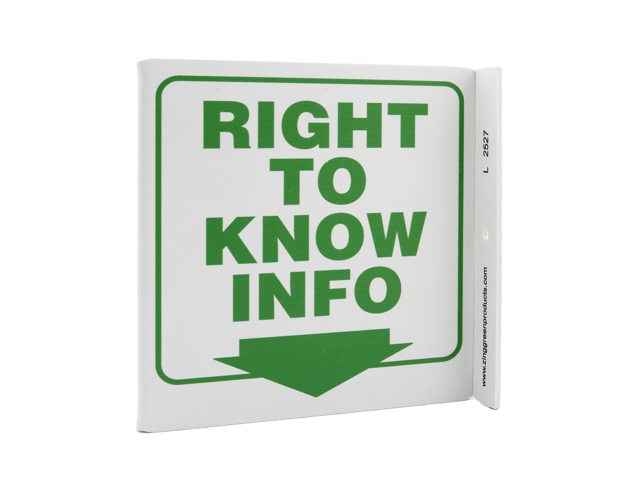 ZING Eco Safety L Sign, Right To Know Info., 7Hx2.5Wx7D, Recycled Plastic