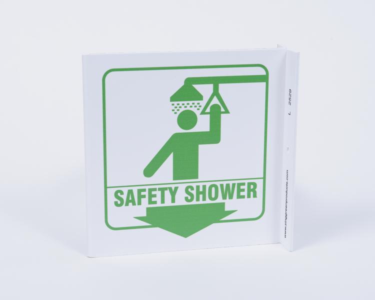 ZING Eco Safety L Sign, Safety Shower, 7Hx2.5Wx7D, Recycled Plastic