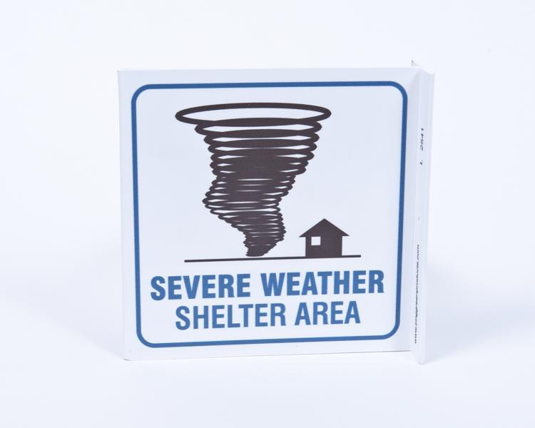 ZING Eco Safety L Sign, Severe Weather Shelter, 7Hx2.5Wx7D, Recycled Plastic