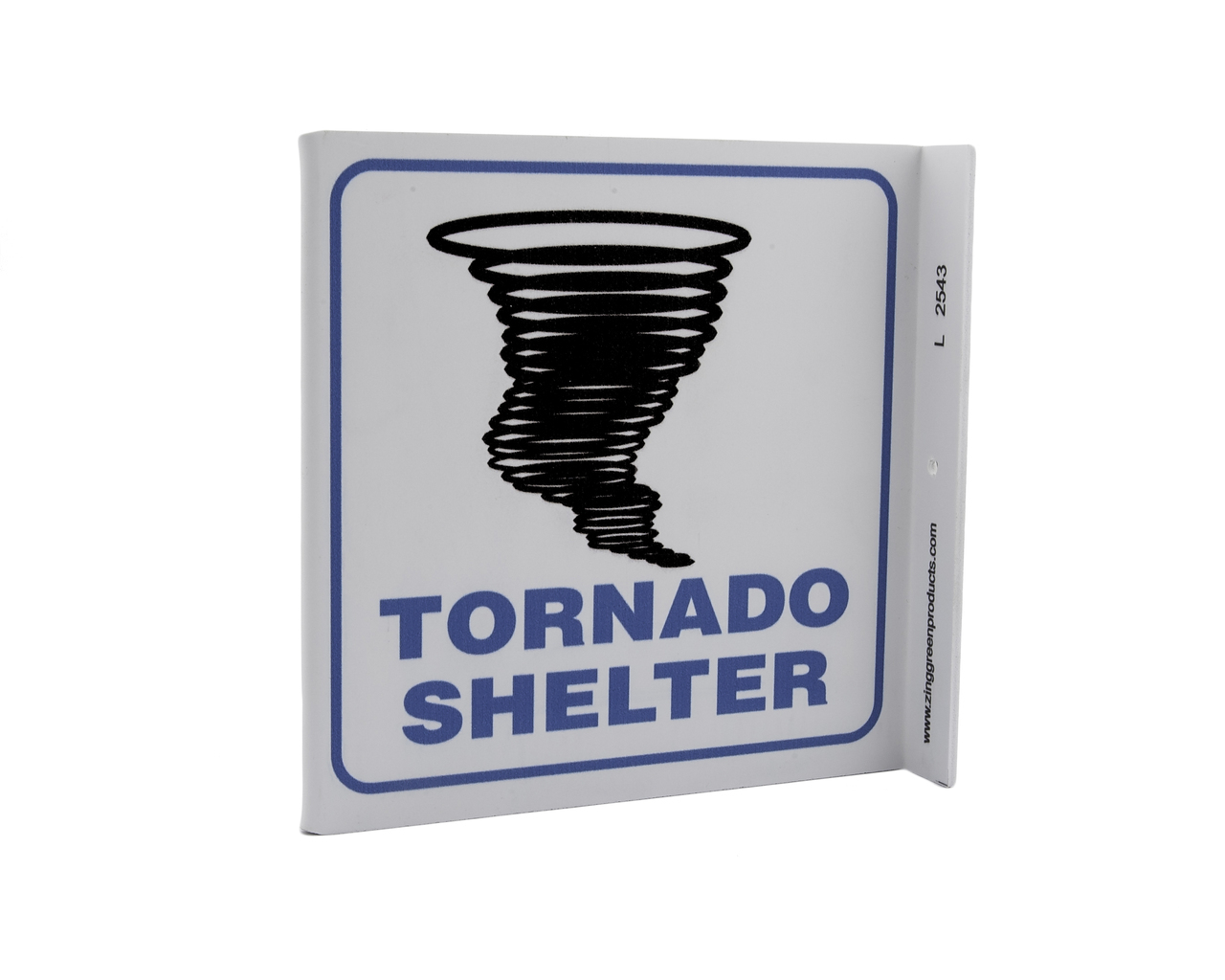 ZING Eco Safety L Sign, Tornado Shelter, 7Hx2.5Wx7D, Recycled Plastic