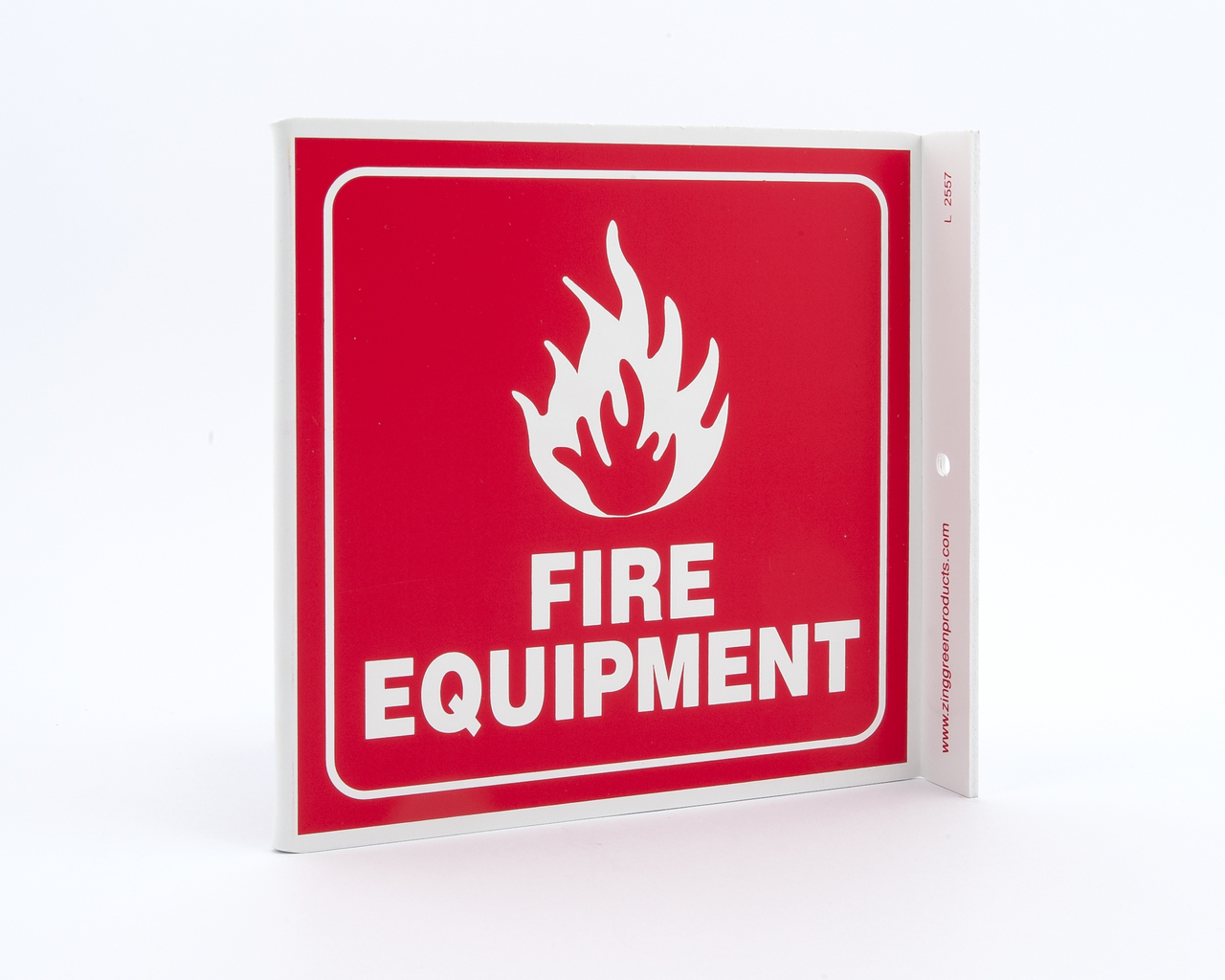 ZING Eco Safety L Sign, Fire Equipment, 7Hx2.5Wx7D, Recycled Plastic